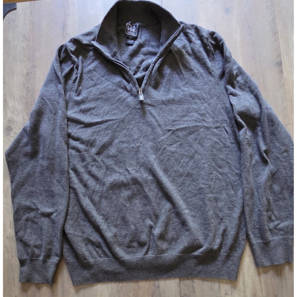 Jos A. Bank Traveler Gray 1/4 Zip Pullover Sweater Men XLT Pima Cotton